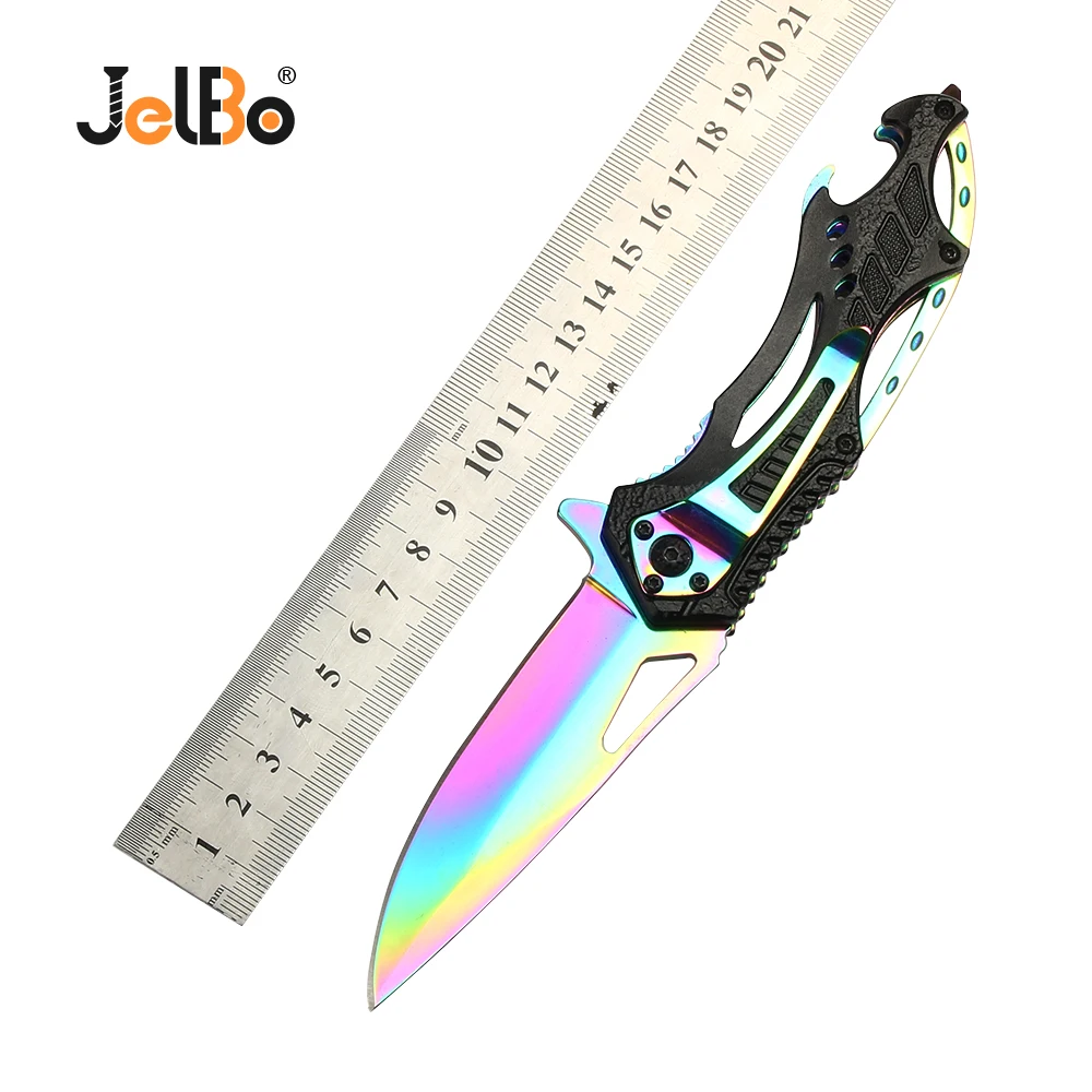

JelBo Stainless Steel Foldable Pocket Knife Colorful/Gold/Black Mini Portable Folding Knife Fruit Cutter Outdoor Survival Tool