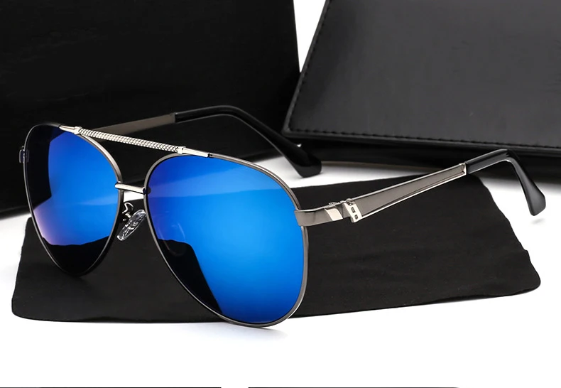 Поляризованные Для мужчин привод солнцезащитные очки-авиаторы, брендовый дизайн, солнцезащитные очки модные UV400 зеркало мужской высокое качество с коробкой UV400 - Цвет линз: YN23 Silver Blue