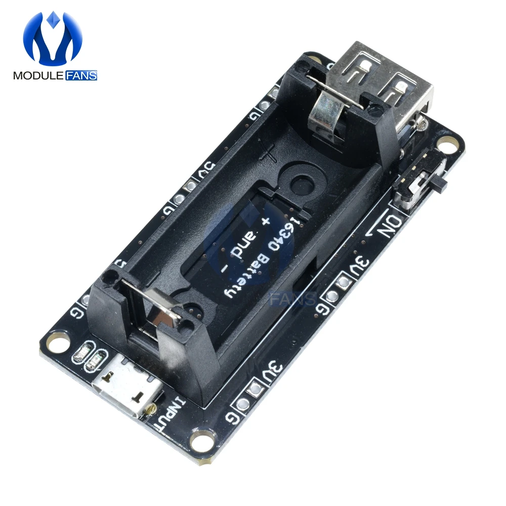 

16340 Micro USB Power Bank Battery Charger Module Dual Output 3.3V 5V Rechargeable Battery Holder Lithium Battery Charging Board