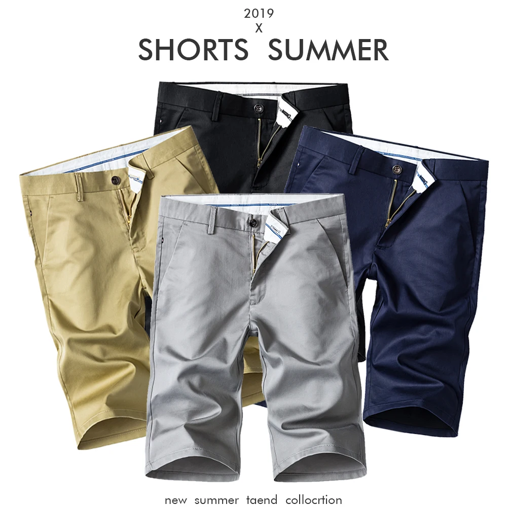 NIGRITY Летние Новые однотонные х/Б мужские шорты Slim Fit до колена Повседневная мужская одежда высокого качества плюс размер 4 цвета