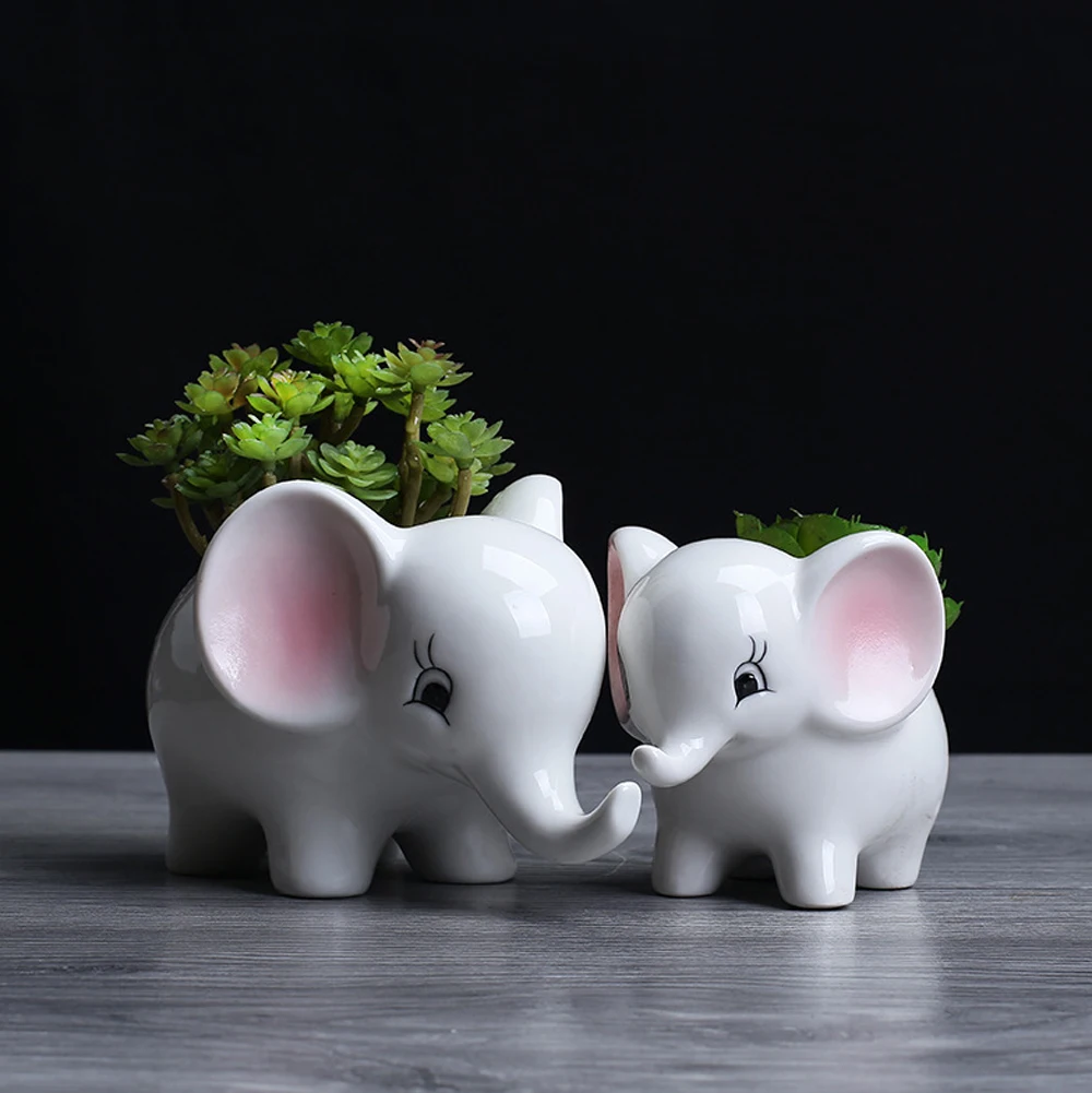 OLOEY Elephant Flower Pot Lovely Little Size Garden Pot Cute Animal