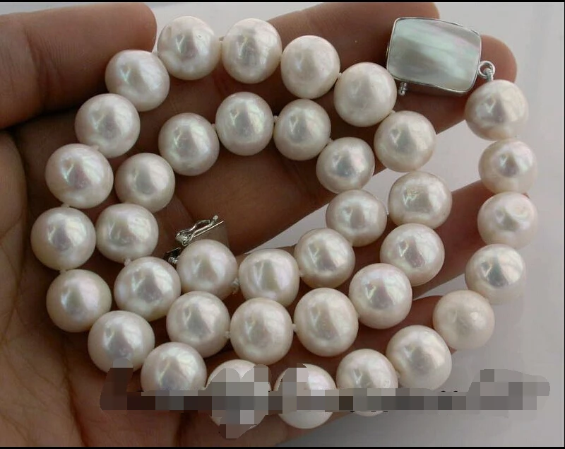 

00011 white round Freshwater pearl necklace 925silver AAA