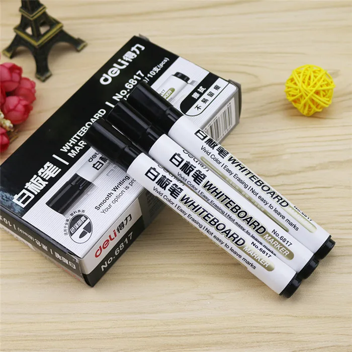 Deli 2.0 mm Black Blue Red Low-Odor Fast Dry Markers Easy Erase Whiteboard Marker Pen Children Drawing Office School Stationary (11)