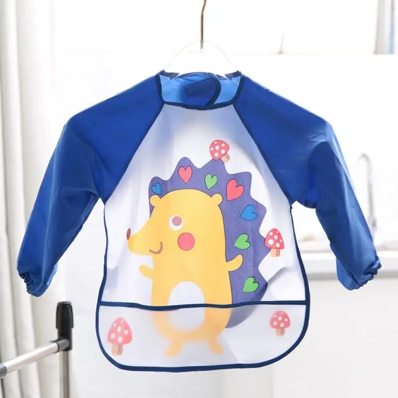 Cartoon Printed Baby Bibs Toddler Long Sleeve Waterproof Newborn Bib Burp Cloth Feeding Apron Infant Overclothes Smock | Детская одежда