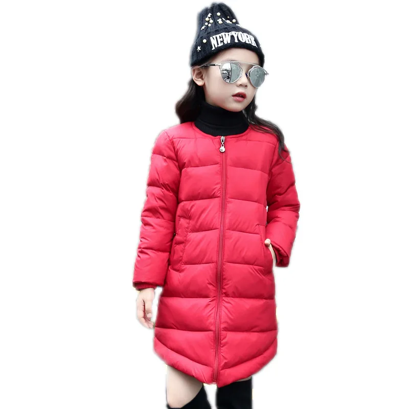 

Down Parkas Coat Duck Down Children 2016 New Baby Girl Winter Coat Solid Long Style Girls Parka Coats Warm Baby Girl Coats 5-9T