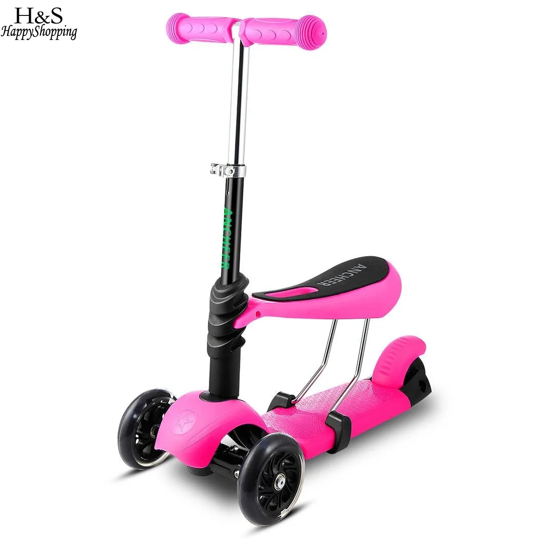 

3 Wheels Triciclo Kick Scooter Kids Scooters 5 Colors Foot Scooters with Adjustable Handle T-Bar&Seat Children's Scooter