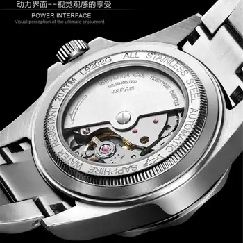 LOREO Mens Watches Top Luxury Brand Diving Series Waterproof 200M Stainless Steel Wristwatches Man Seagull Mechanical Watch