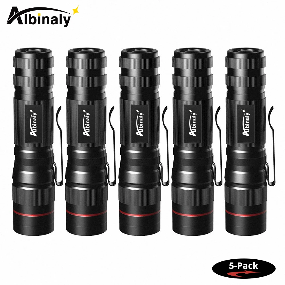 

3/4/5-pack Led flashlight CREE Q5 led torch 3 Modes 2000 Lumens Ultra Bright Zoomable flashlight for 14500 or AA battery