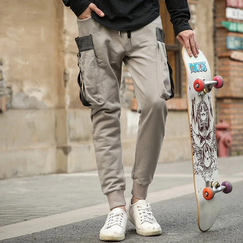 

Hip hop joggers harem pants men Korean style modish streetwear techwear sweatpants buckle strap pocket casual kpop trousers CK20