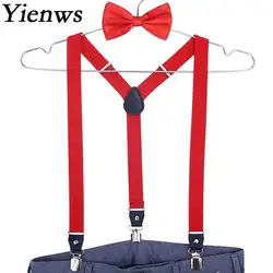 Yienws Bretelles Adultes галстук-бабочку подтяжки для Для женщин Красный Розовый бабочкой подтяжки Для мужчин Brace 2,5*120 см Tirantes YiA102