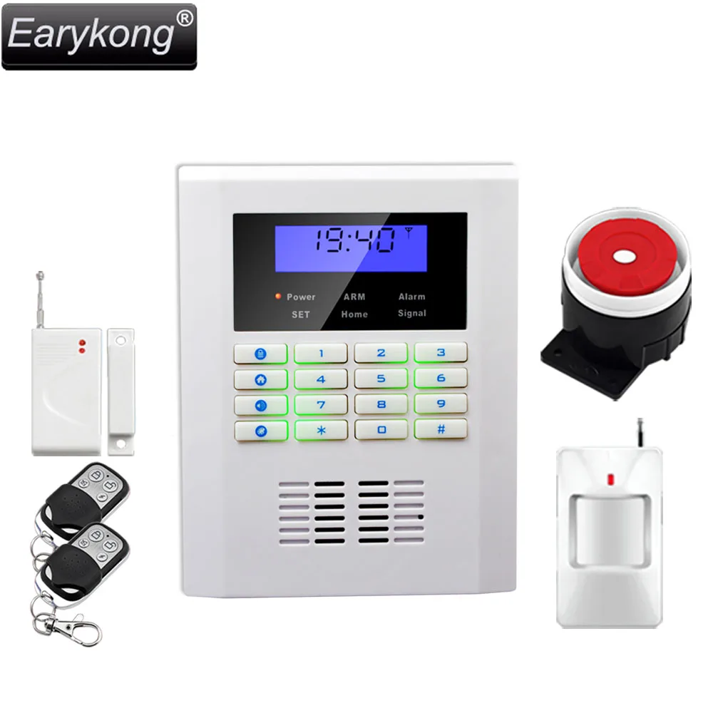 Russian language PSTN GSM alarm system, 433MHz wireless work, big