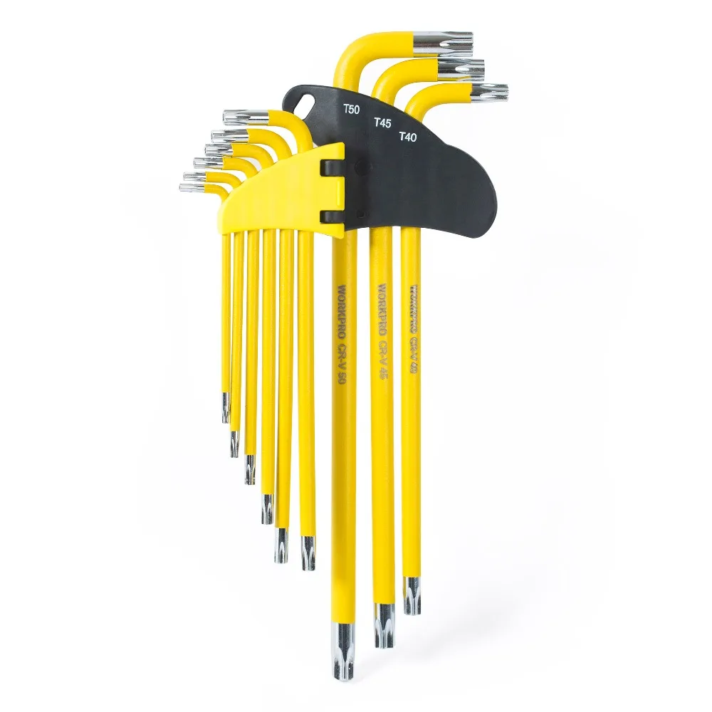 WORKPRO W022012 9 шт Длинный рычаг CR V Torx набор ключей шестигранный ключ инструментов T10
