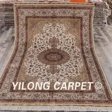 Yilong 6'x9' Традиционный персидский ковер ручной работы медальон шелковый ковер(QZT03A6x9