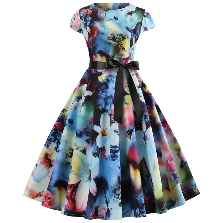 Винтажное летнее платье с принтом музыкальных нот, облегающее повседневное вечернее платье с коротким рукавом для выпускного вечера, женское вечернее платье vestidos - Цвет: A005
