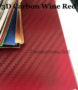 

Wine Red 3D Carbon Fibre Vinyl Film Roll with Air release Auto styling STICKER Thickness: 0.14mm Size:1.52*30m/Roll