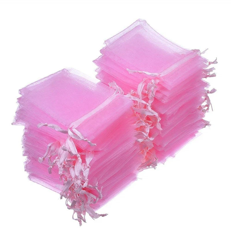 50 шт. 7x9 9x12 10x15 13x18 см розовые сумки из органзы упаковка ювелирных изделий сумки для свадебной вечеринки украшения Drawable Сумки Подарочные сумки 55