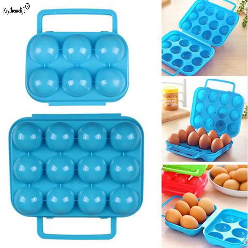 

Keythemelife 6/12 Portable Kitchen Eggs Storage Box Plastic Picnic Egg Container kitchen Refrigerator Egg Kitchen Gadgets D4