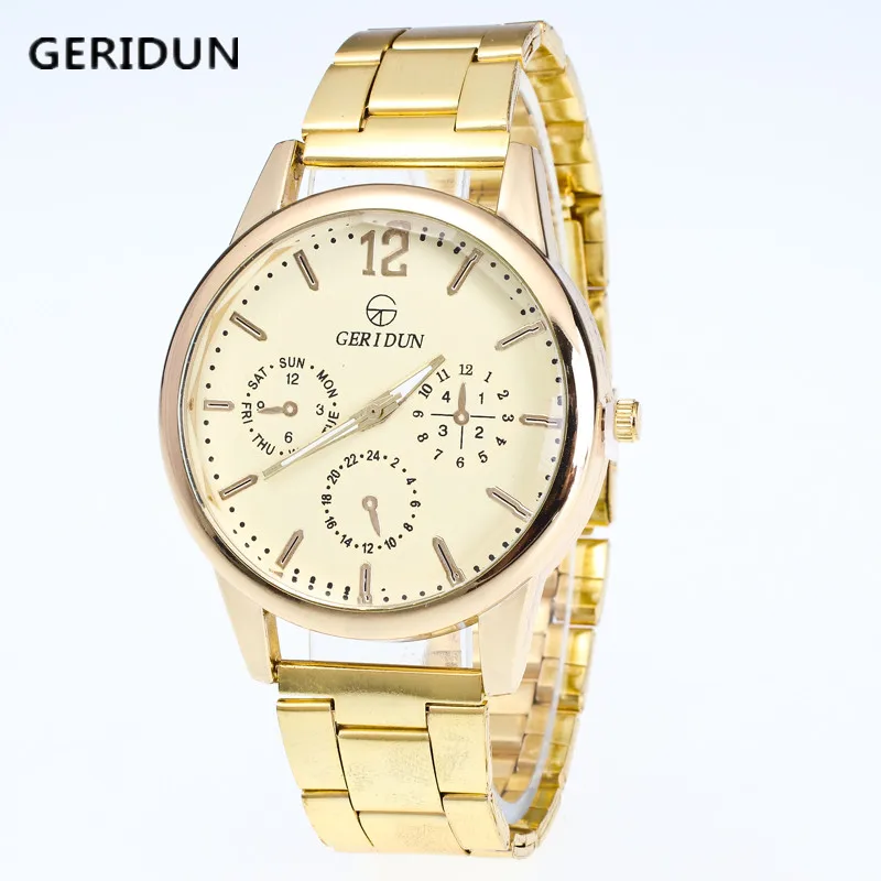GERIDUN Creative Luxury Fashion Gold Strap font b Watch b font font b Men b font