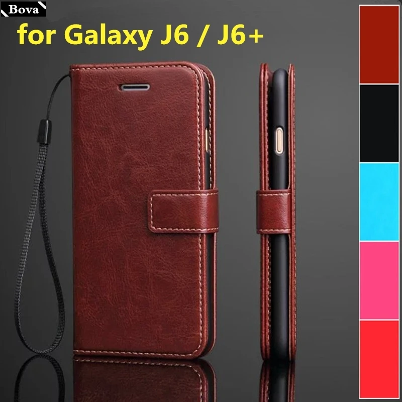 

card holder cover case for Samsung Galaxy J6 / J6+ J6 Prime J6 Plus Pu leather case wallet flip cover holster capa fundas