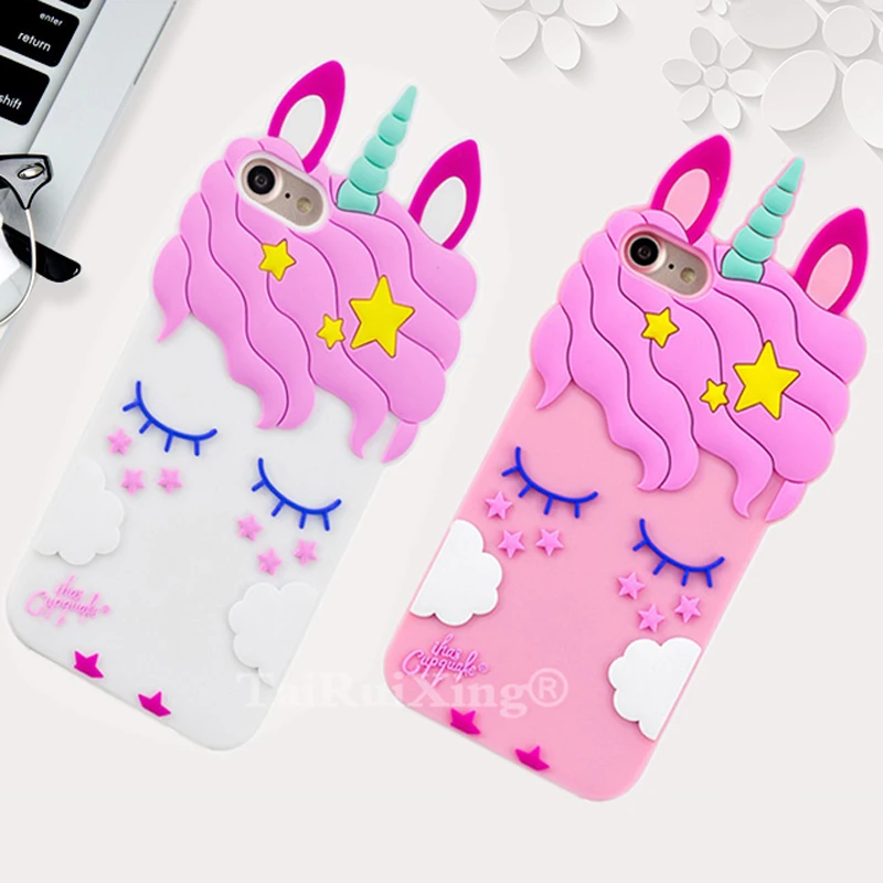 3D Cute Pink Unicorn Case for iphone X 10 5 5S 5C 5 C SE 6 6S 7 8 PLUS