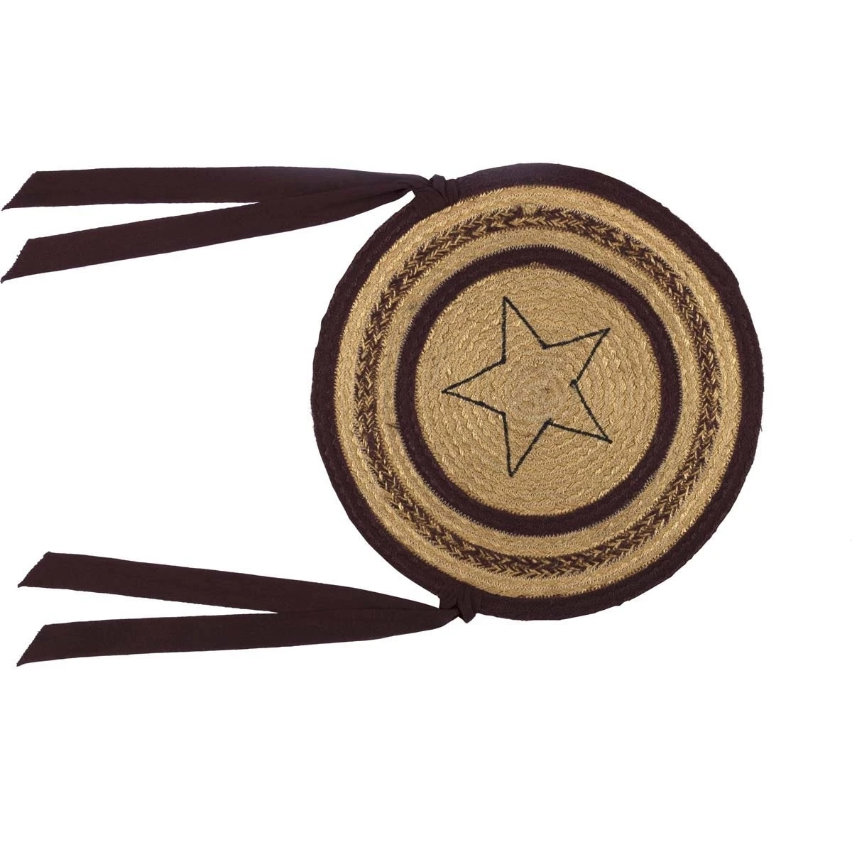 Primitive Tabletop & Kitchen Potomac Applique Star Tan Jute Chair Pad Set of 6 (3)