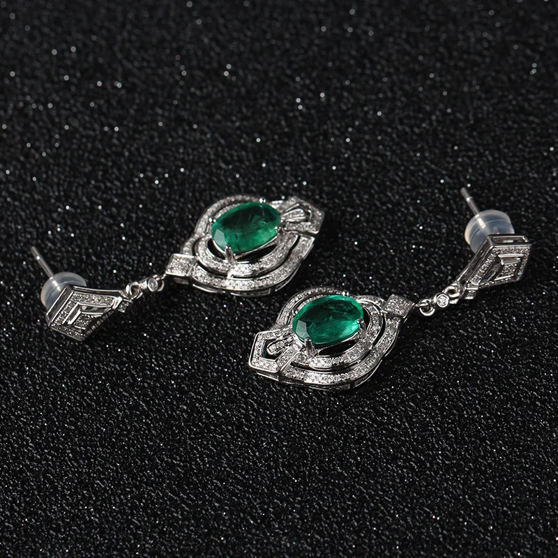 Натуральный изумруд, серьги-капли,, Стерлинговое Серебро 925 пробы, 0.85ct* 2шт, драгоценный камень, роскошный стиль, ювелирные украшения# J18101409