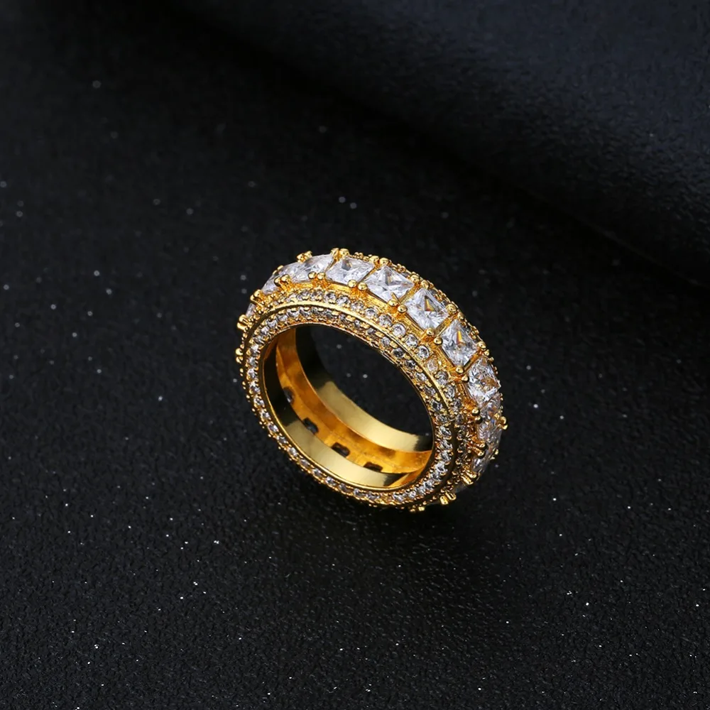 Обручальные кольца с полным вечности 5Row, круглые и квадратные cz для женщин, золотой, серебряный цвет, инкрустированный цирконами, простые ювелирные изделия, обручальные подарки