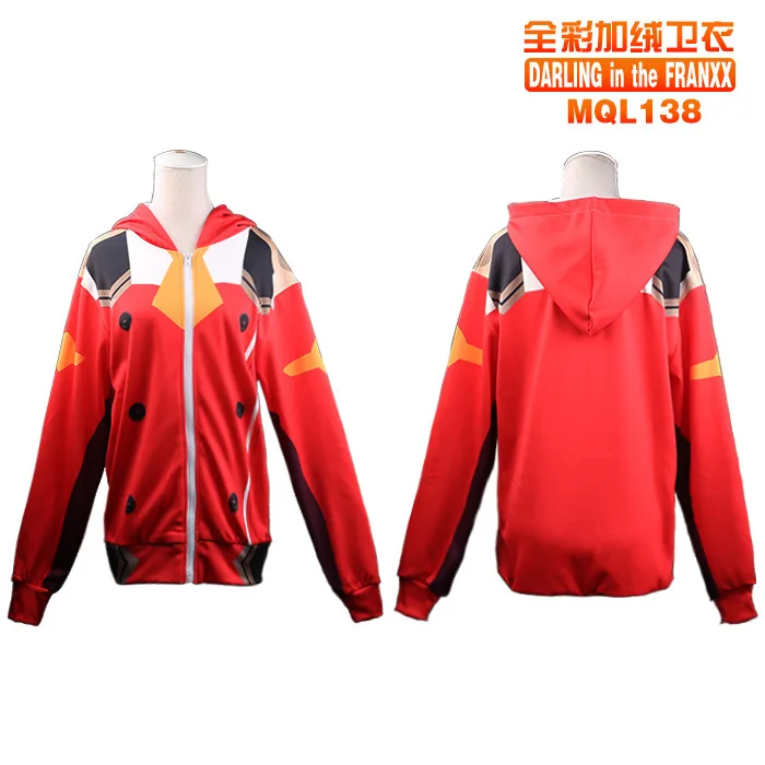 

2018 Japanese Anime DARLING in the FRANXX Cosplay 02 Sweatshirts Cosplay Costume Red Jacket Hooded Zip Sweatshirt