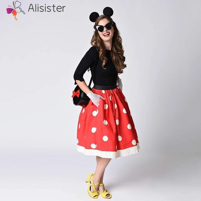 Повседневные женские юбки в горошек с принтом Рождественская трапециевидная плиссированная юбка с высокой талией Зимние вечерние Пышная юбка для выступлений Женская