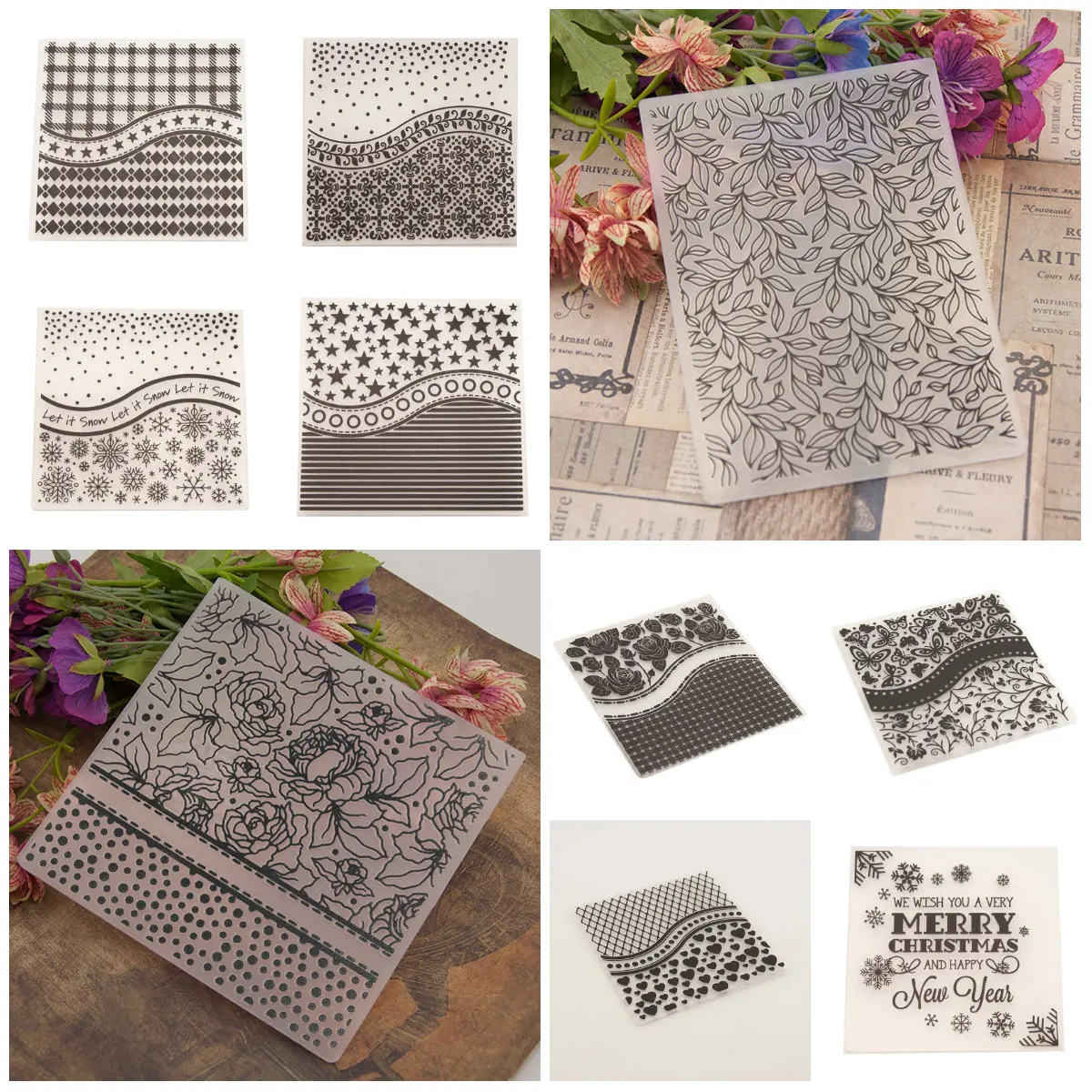 

1pcs Plastic Embossing Folder Clear Stamps Cutting Dies Set Scrapbooking Paper Crafts Cards Making DIY Photo Album Decoration