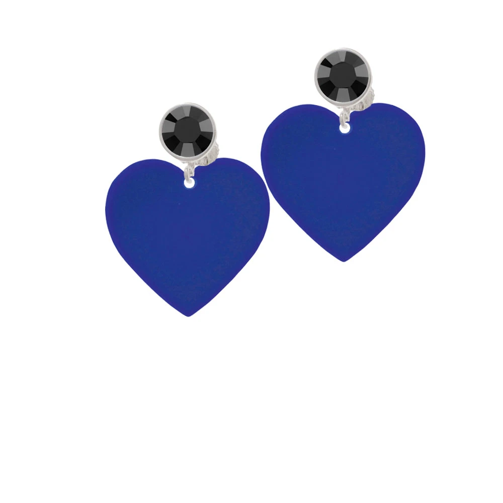 Acrylic 1 Navy Blue Heart Crystal Clip On Earrings (2)