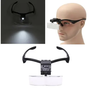

5 Lens 1.0X-3.5X Bracket Headband Eye Magnification Goggles Magnifying Glasses With 2 LED Light For Beauty Tattoo Graft Eyelash