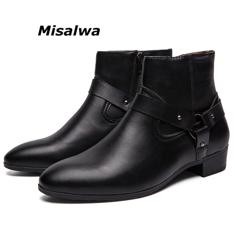 

Misalwa Pointed Toe Casual Oxford Style Elegant Men Ankle Boots Spring Autumn Fashion Gentlemen's Boots Formal Dress Shoes
