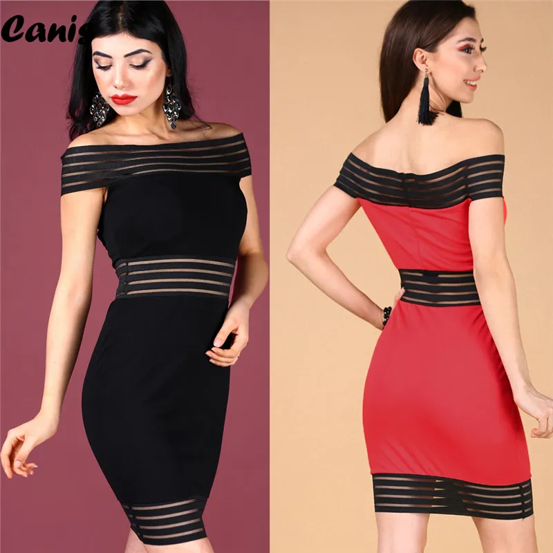 

2019 Summer Dress Women Bandage Vestidos Verano Solid Black Sexy Off Shoulder Beach Dresses Sleeveless Bodycon Party Dress Women