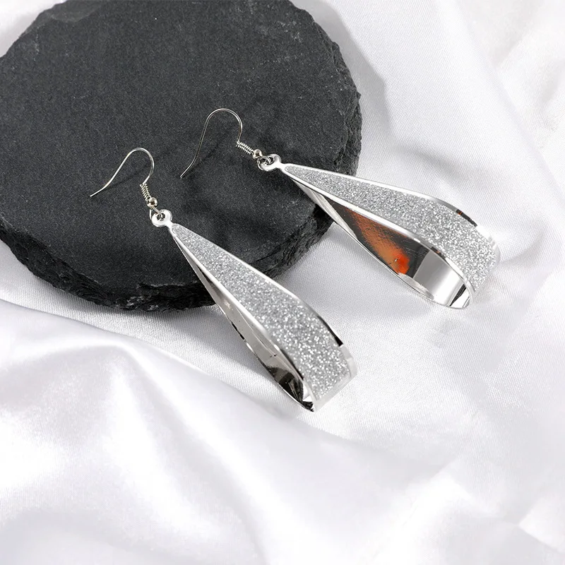 

Scrub Water Drop Earrings For Women Silver Gold Color Long Earring Jewelry Accessory Vintage Punk Exaggeration Dangle Eardrop