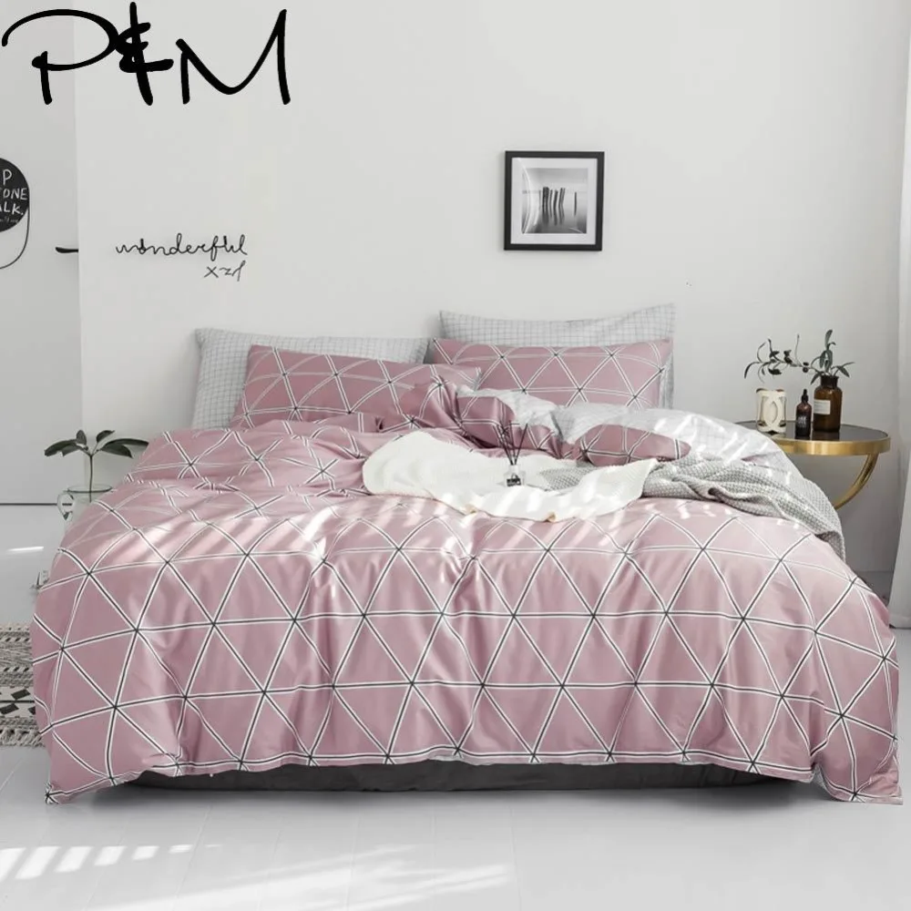 

PAPA&MIMA Simple lines print Modern style bedding sets cotton Twin Queen King Size duvet cover set bedsheet pillowcases