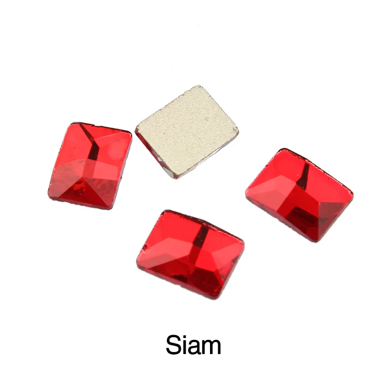 Новые прямоугольные Стразы для дизайна ногтей, 6X8 мм плоские хрустальные 30/100 шт, ручная работа, для художественного оформления ногтей - Цвет: Siam
