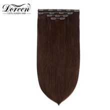 Doreen Natural Human Hair Clip in Extensions Machine made Remy Clip on Hair Extensions 4pcs/set 120g 160g Black