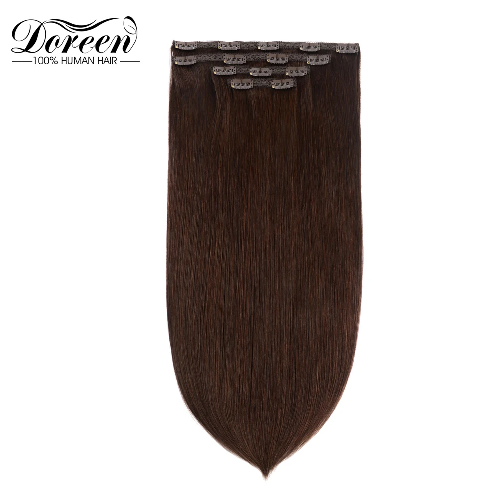 

Doreen Natural Human Hair Clip in Extensions Machine made Remy Clip on Hair Extensions 4pcs/set 120g 160g Black