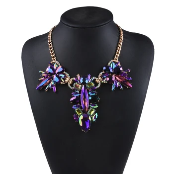 

PPG&PGG Charm Fashion Jewelry Shiny Green Crystal Statement Necklace Best Friend Choker Bib Collar Necklaces