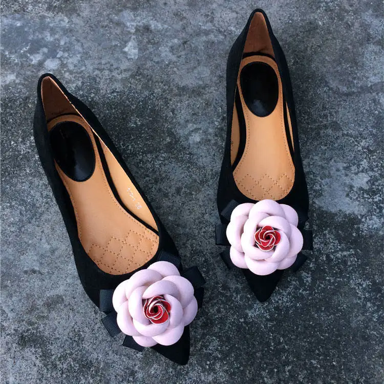

Flower Women Suede Flats Pointed Toe Ladies Loafers Slip-on Cosy Flat Shoes Chaussures Femme Spring Summer Casual Shoes Woman