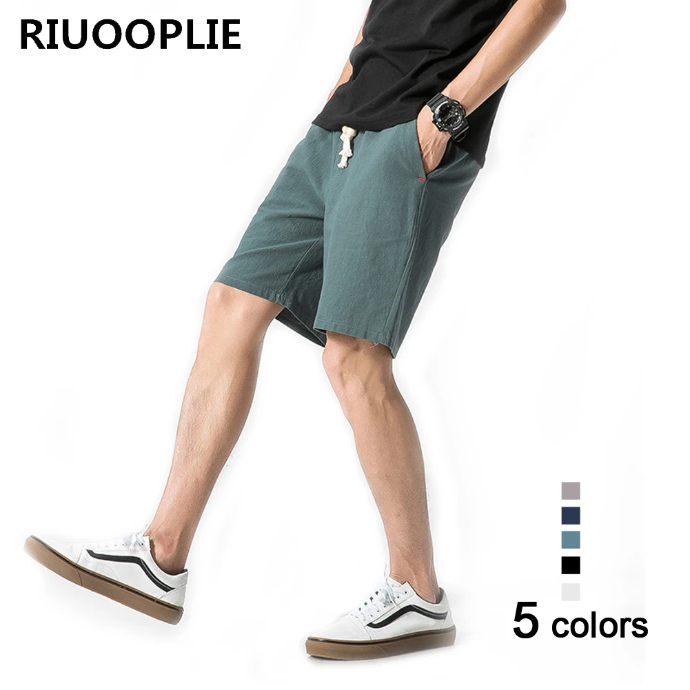 Deals RIUOOPLIE Causal Mens Loose Cotton Elastic Waist Beach Middle Pants Shorts Plus Size