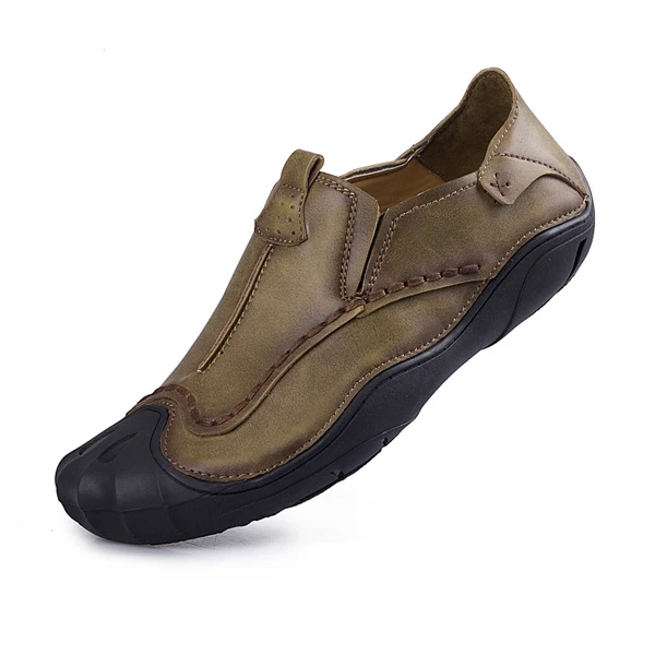 ZFTL/Новые мужские повседневные кожаные туфли большие размеры 38-45, мужские водонепроницаемые Мокасины Мужская обувь для вождения Лоферы для отдыха ручной работы с низким берцем, 018 - Цвет: Khaki Loafers