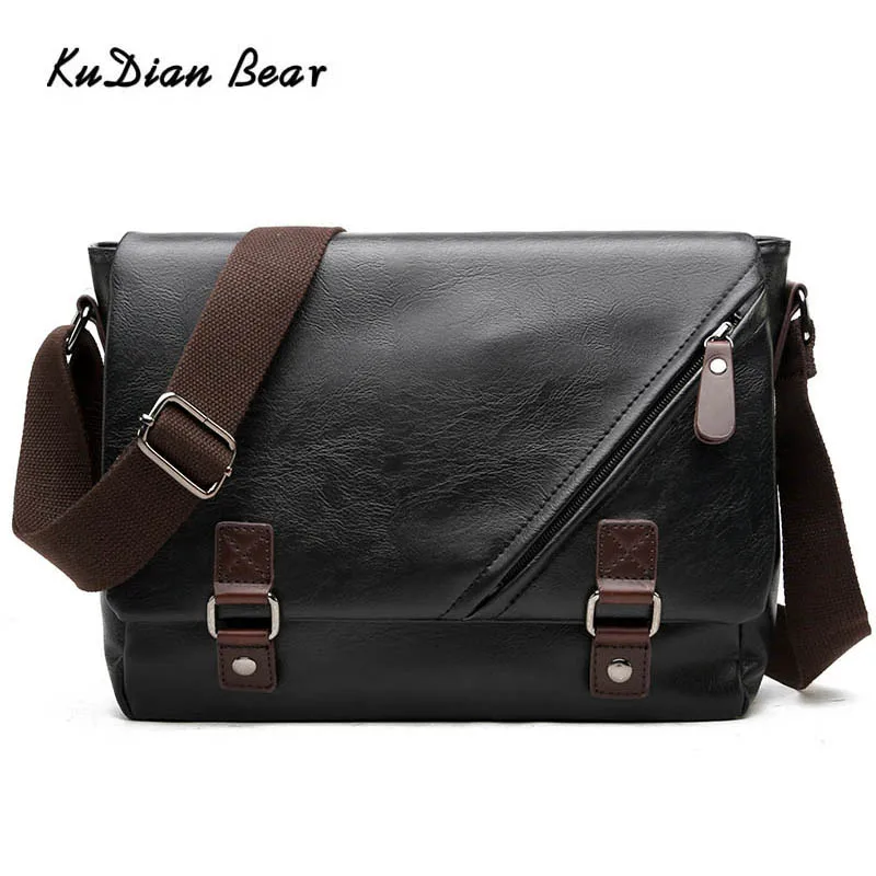 

KUDIAN BEAR PU Leather Men Shoulder Bag Casual Business Mens Messenger Bag Fashion New Men's Crossbody Bag Pack BIG008 PM49