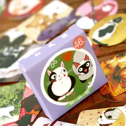 46 pcs/pack Japanese Kawaii Cute Cat Kittens Paper Stickers Decorative DIY Masking Tape DIY Sealing Stickers Planner Stickers