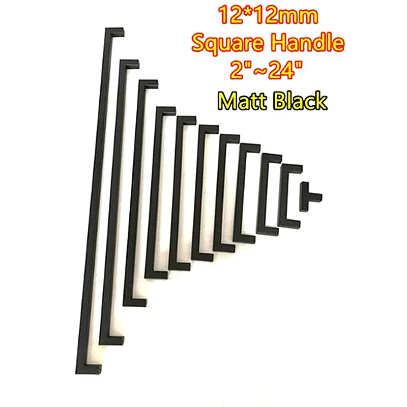 Furniture Handles Kitchen Door Handles Matt Black Square Stainless Steel Cabinet Handle