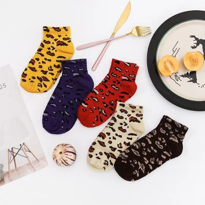 Женские носки с леопардовым принтом хлопковые Дышащие Носки Теплая Коробка из пяти пар, не продается отдельно, сделайте ваши носки замечательными