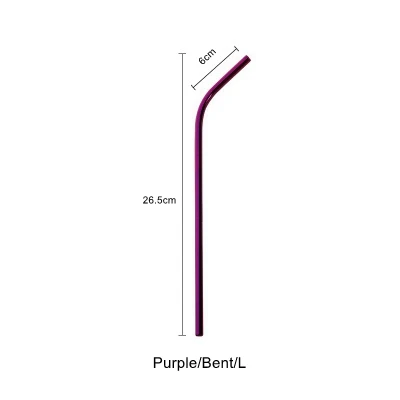 Скандинавские красочные 304 нержавеющая сталь питьевой соломинки многократного использования изогнутая металлическая соломинка Высокое качество трубка Офис Бар посуда для напитков аксессуары - Цвет: Purple-Bent-L