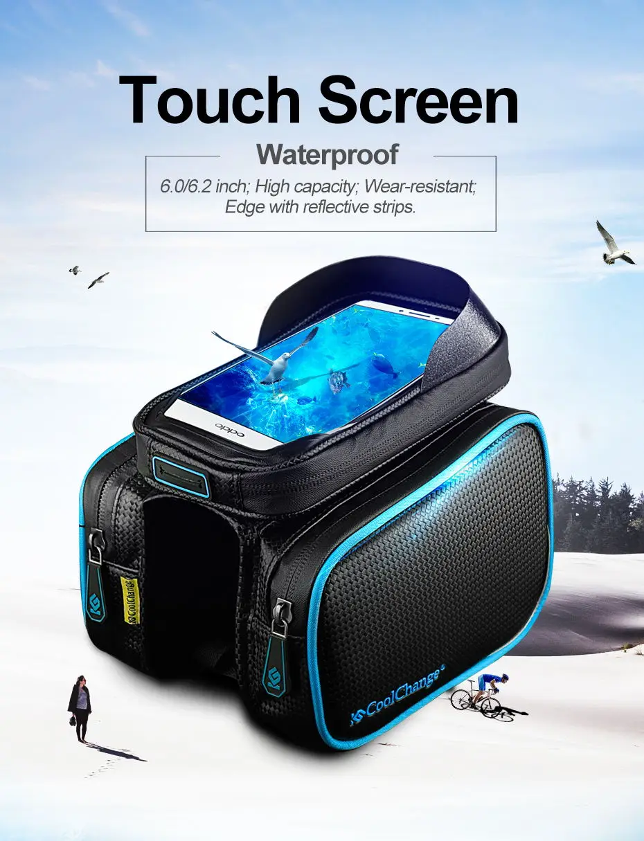 Flash Deal CoolChange Bicycle Bag Waterproof Ciclismo Bike Bags Phone Touch Screen Bike Front Frame Tube Pannier Bag Bicycle Accessories 0