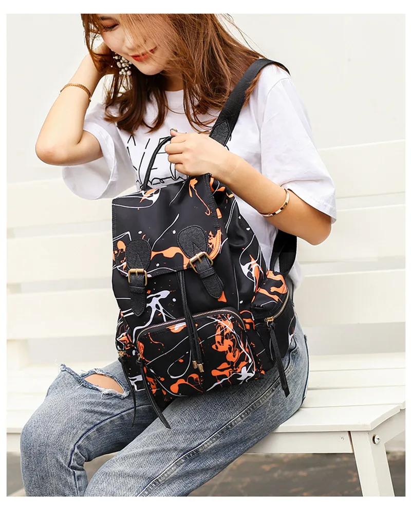 Модный нейлоновый рюкзак с граффити для женщин, Противоугонный рюкзак, Высококачественная школьная сумка для женщин, многофункциональный